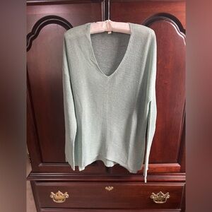 Eileen Fisher Light Green V-Neck Sweater